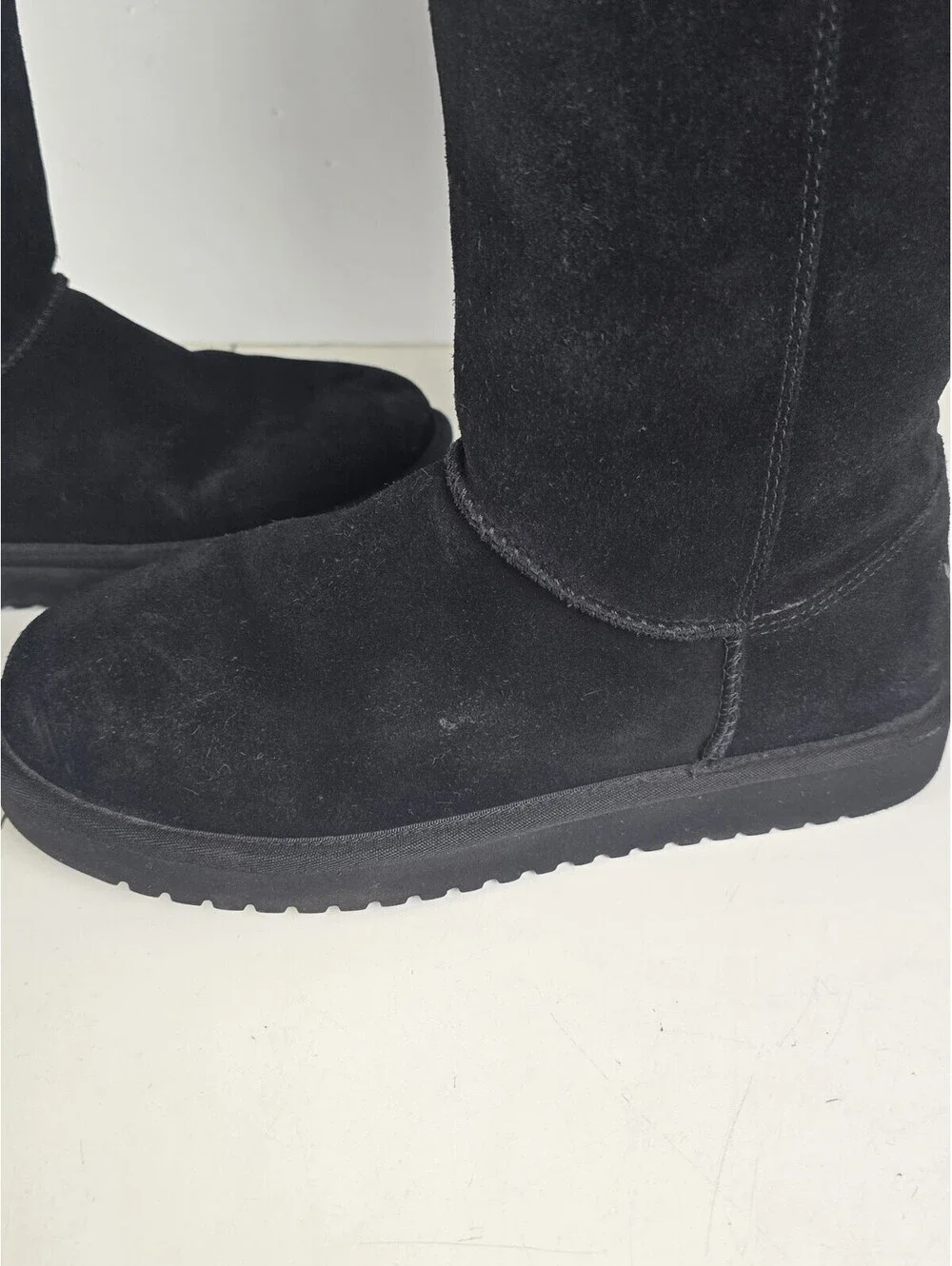 Koolaburra by UGG Andrah Tall Black Suede Fur Boots Womens Sz 8